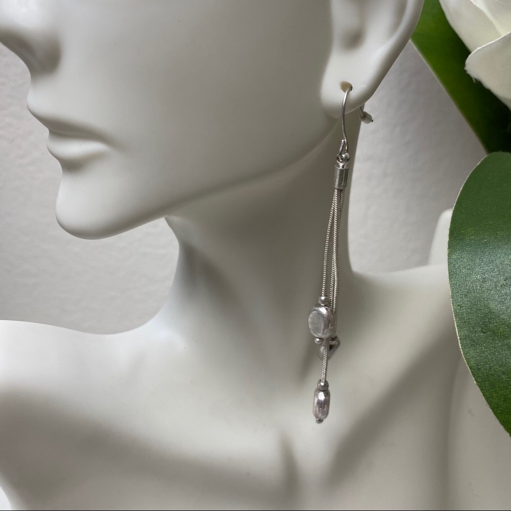 Carol Dauplaise Silver Tone Drop Earrings